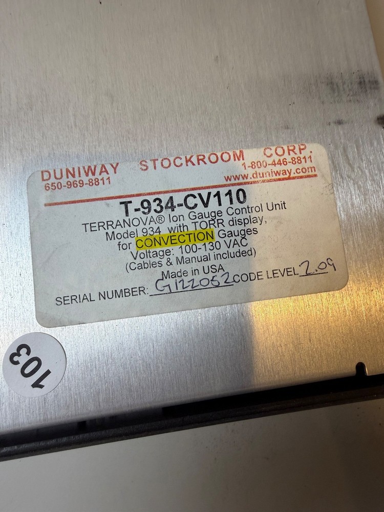 Terranova Model 934 Wide Range Vacuum Gauge Controller