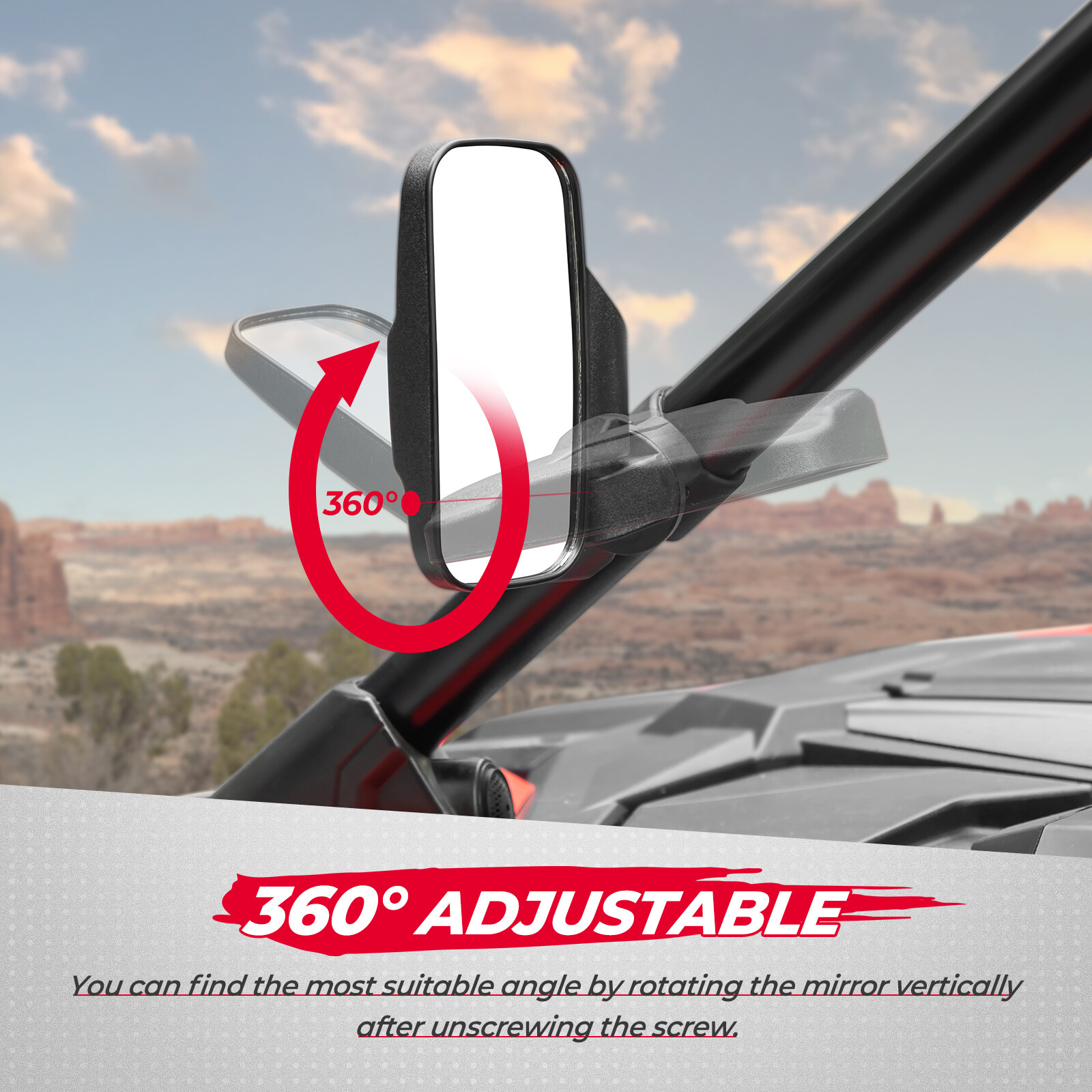 UTV Rear View Side Mirrors Set For Polaris Ranger RZR S XP Crew 570 800 900 1000