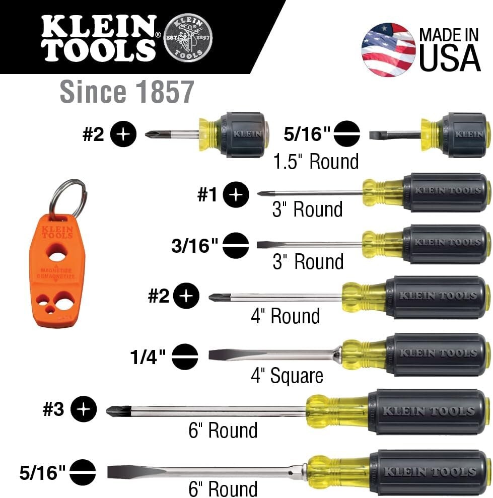 Versatile 16-Piece Screwdriver & Nut Driver Set with Steel Magnetizer Tools