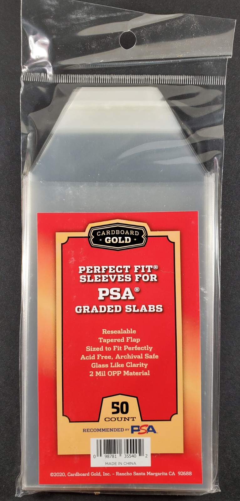 Cardboard Gold PSA Perfect Fit Graded Card Sleeves with Logo Pack of 50 CBG