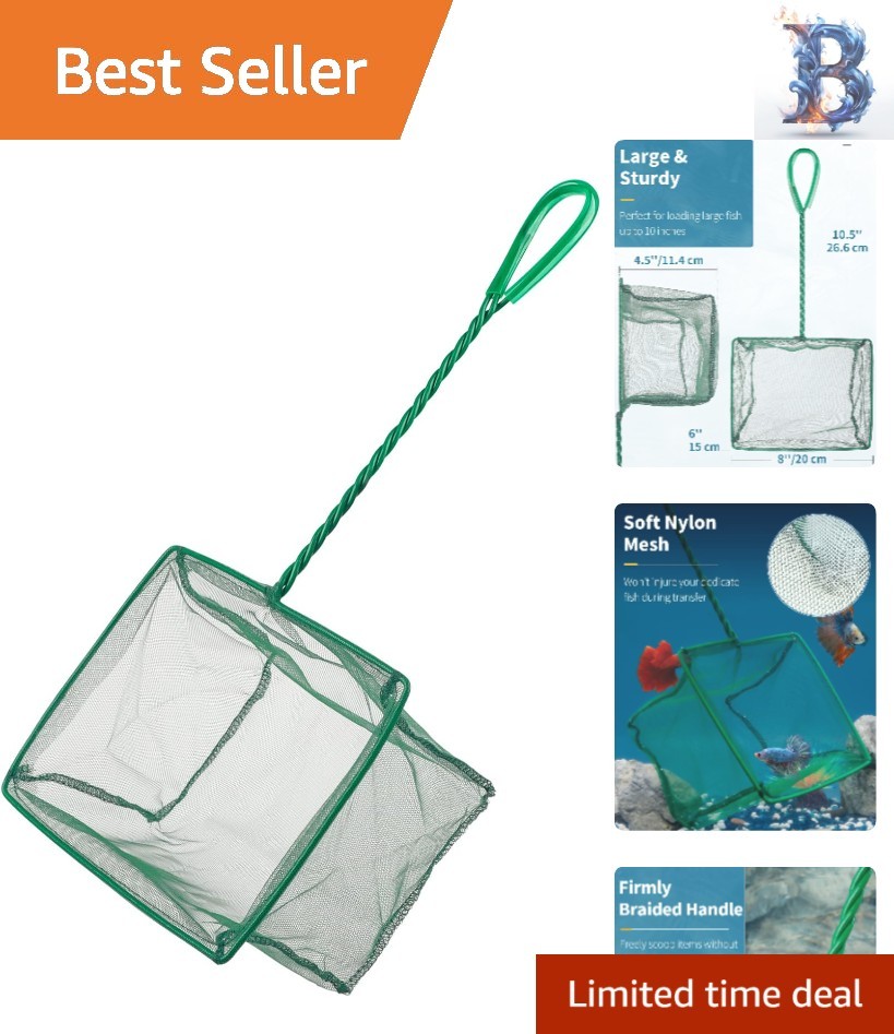 Rust-Resistant 8-Inch Fish Net with Comfortable Grip for Effortless Cleaning