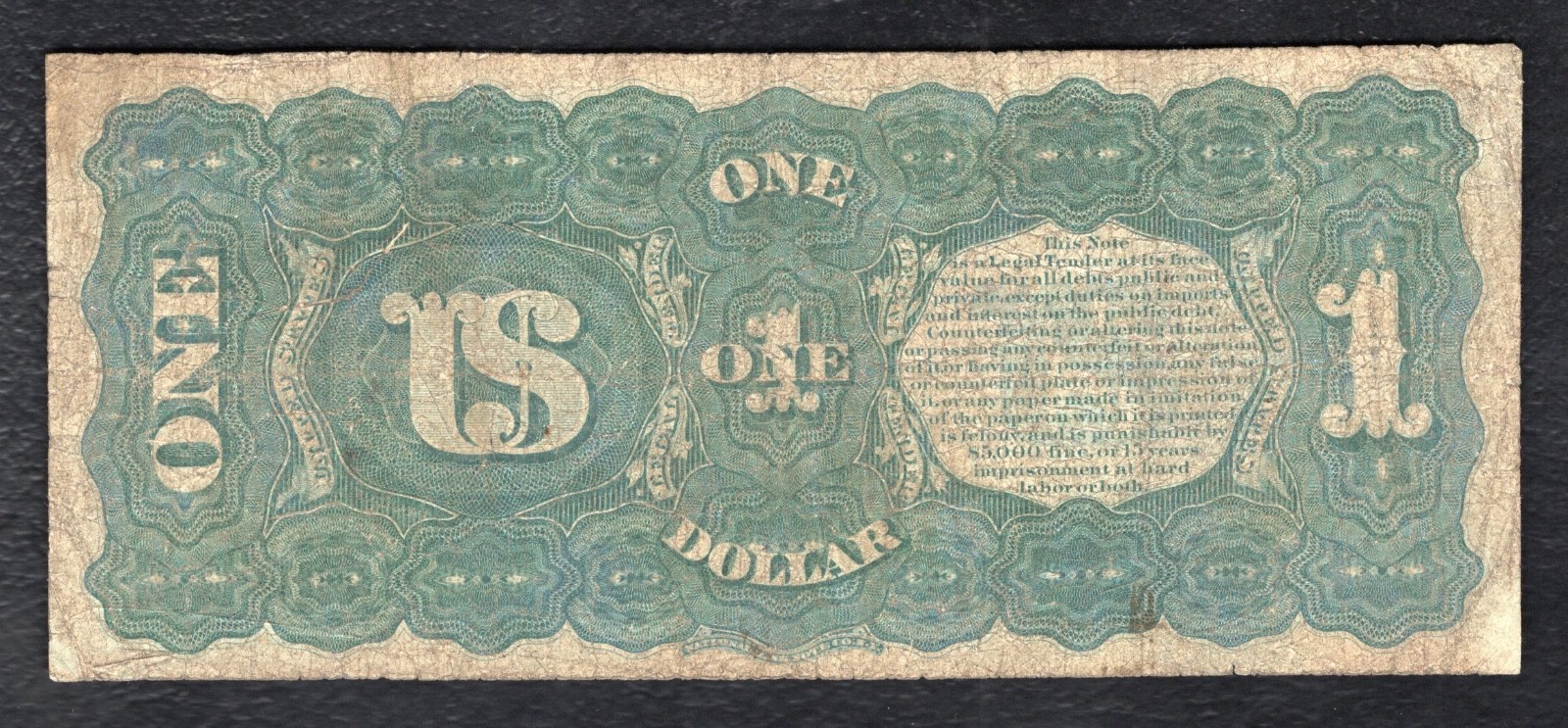 FR. 18 1869 $1 ONE DOLLAR “RAINBOW” LEGAL TENDER UNITED STATES NOTE