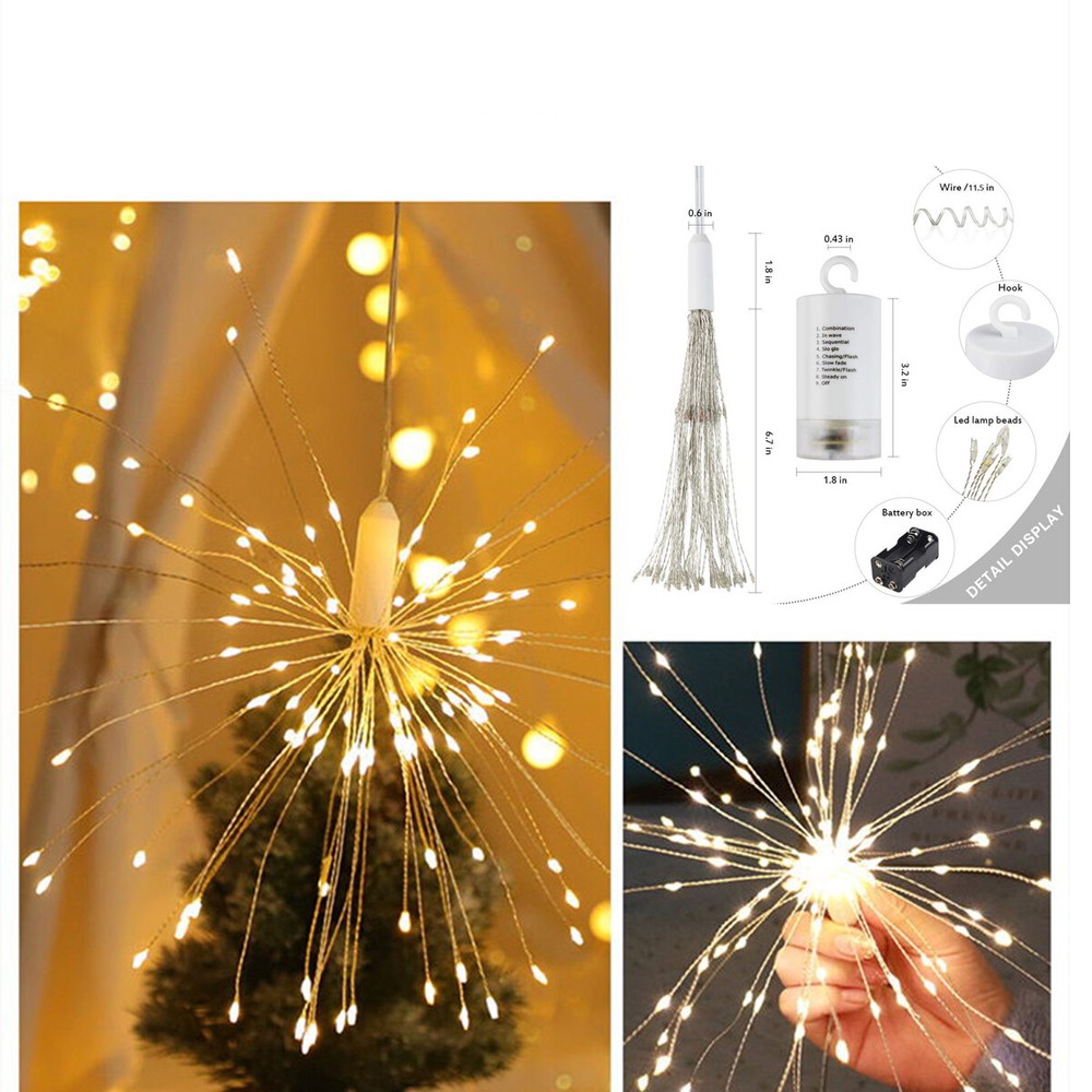 Firework LED String Lights 150LED Copper Wire Strip Fairy Light with Remote