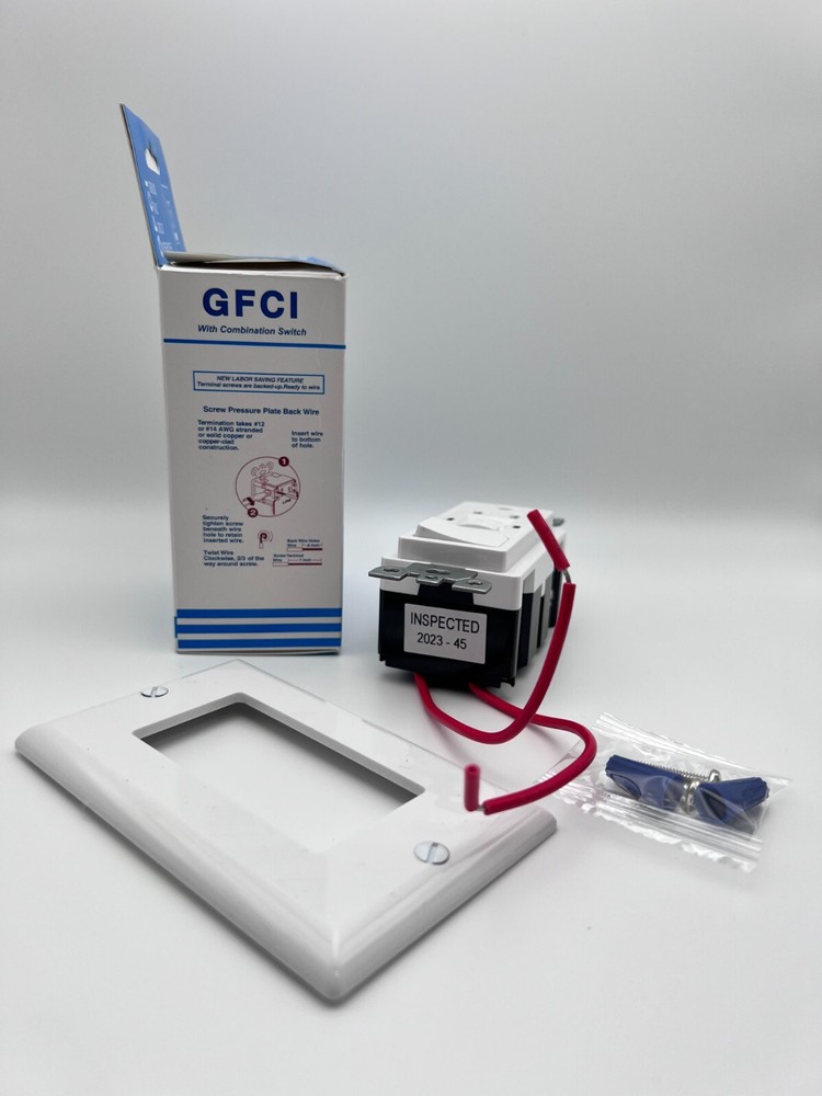 GFCI Combination Switch Tamper-Resistant Receptacle with LED Indicator, 15-Amp