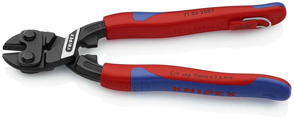 Knipex 7102200TBKA 8" High Leverage Cobolt Cutters, Tether Attachment - Comfort