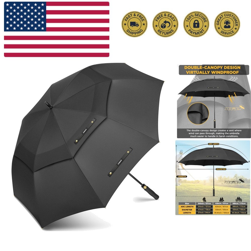 Golf Umbrella Windproof, Extra Large Oversized Heavy Duty Double Canopy for R...