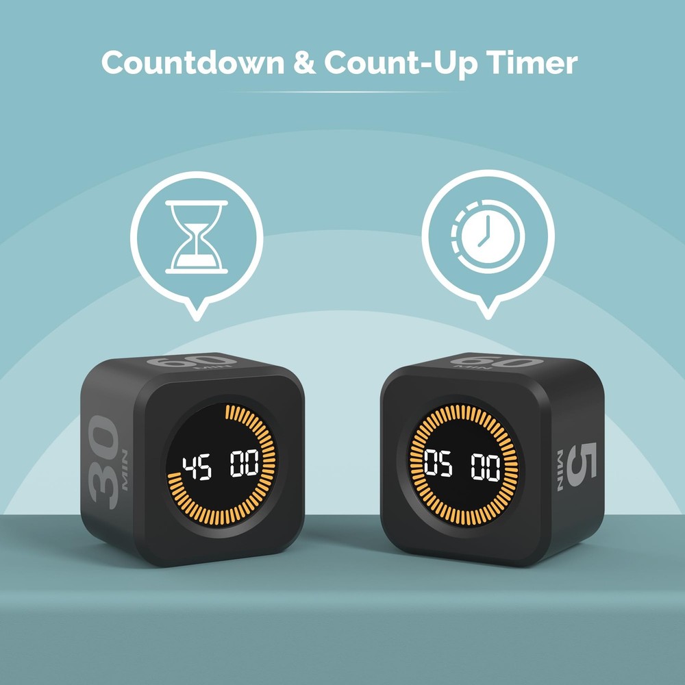 Pomodoro Timer – Visual Cube with 5/10/30/60 Min Presets, Countdown Ring & Co...