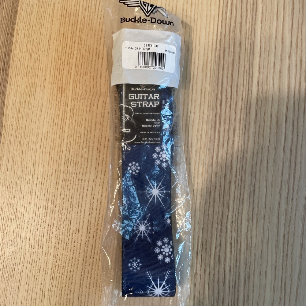 Buckle Down Guitar Strap Blue With White Snowflakes