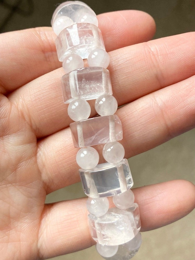 Natural rose quartz stretchy bracelet