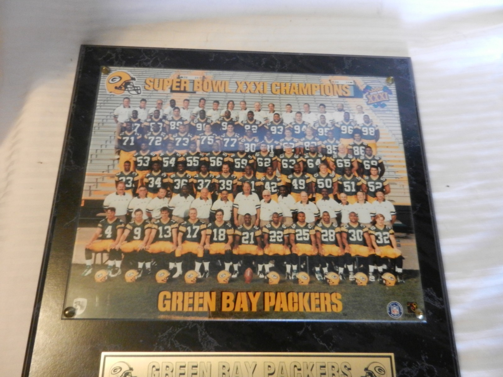 Green Bay Packers 1996 Super Bowl XXXI Champions NFL Photo Plaque on Wood LE