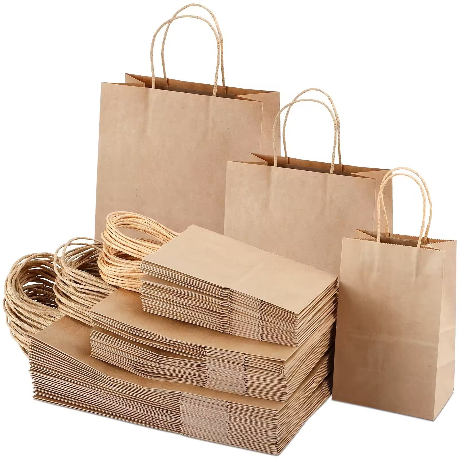 Twisted Handle Paper Bags Brown & White For Party Gift Carrier ECO Friendly Bags