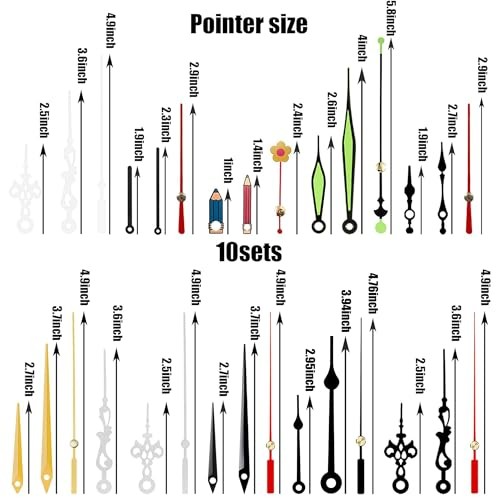 7pcs High Torque Quartz Clock Movement Mechanism Replacement Clock Kit with 10