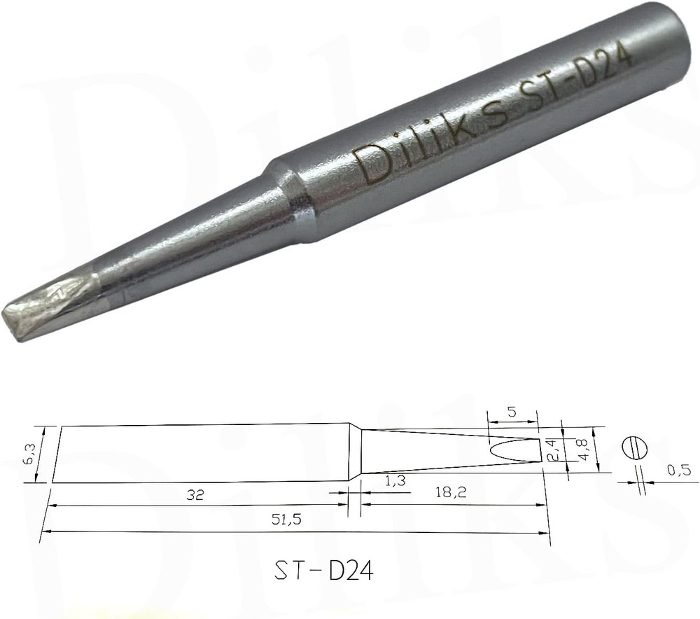 ST-D24 Soldering Iron Tips 5Pcs Set, Chisel Tip, for Weller ST Series Tip Replac
