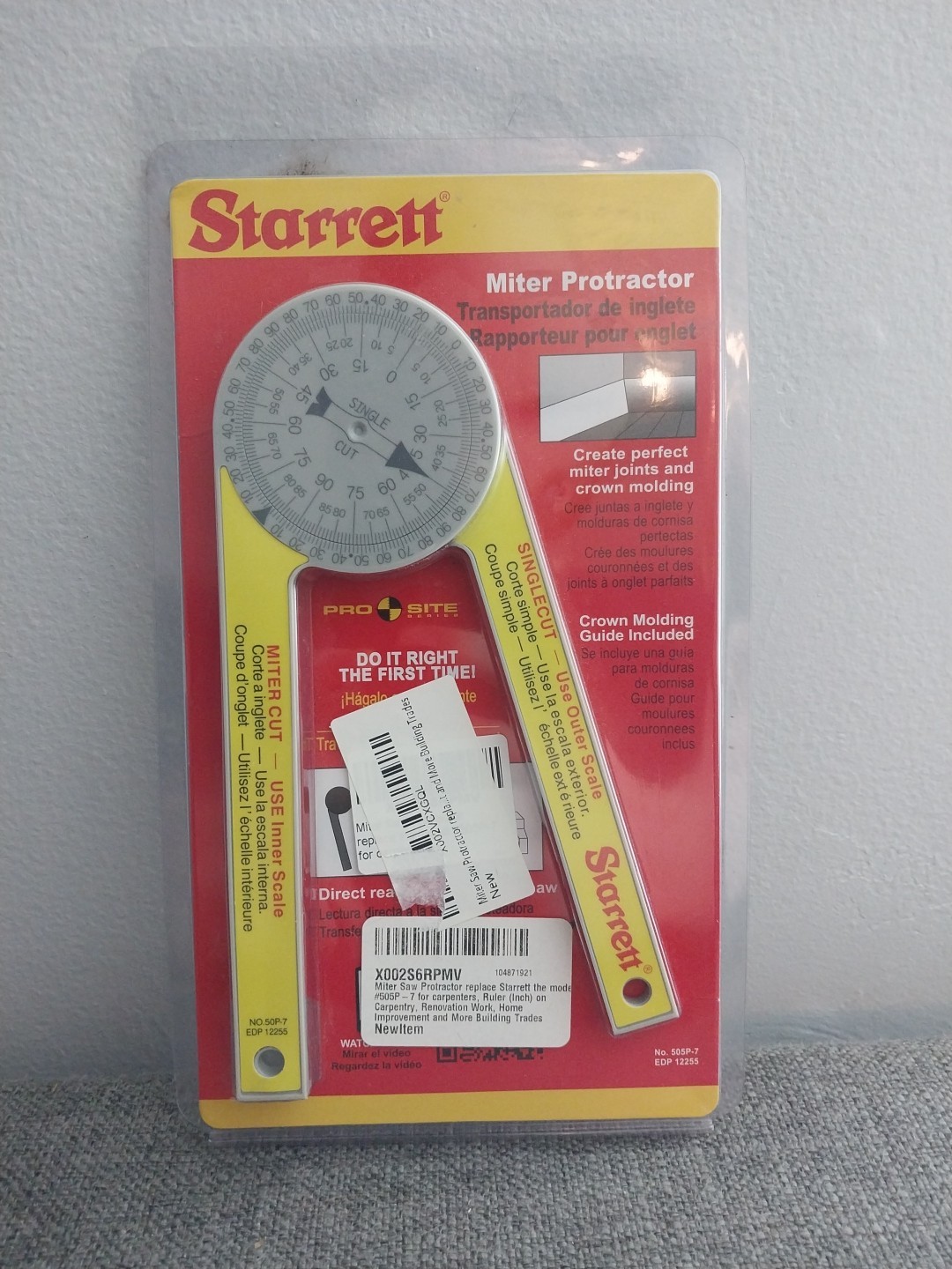 NEW Starrett 505P-7 Plastic Miter Protractor - 7"