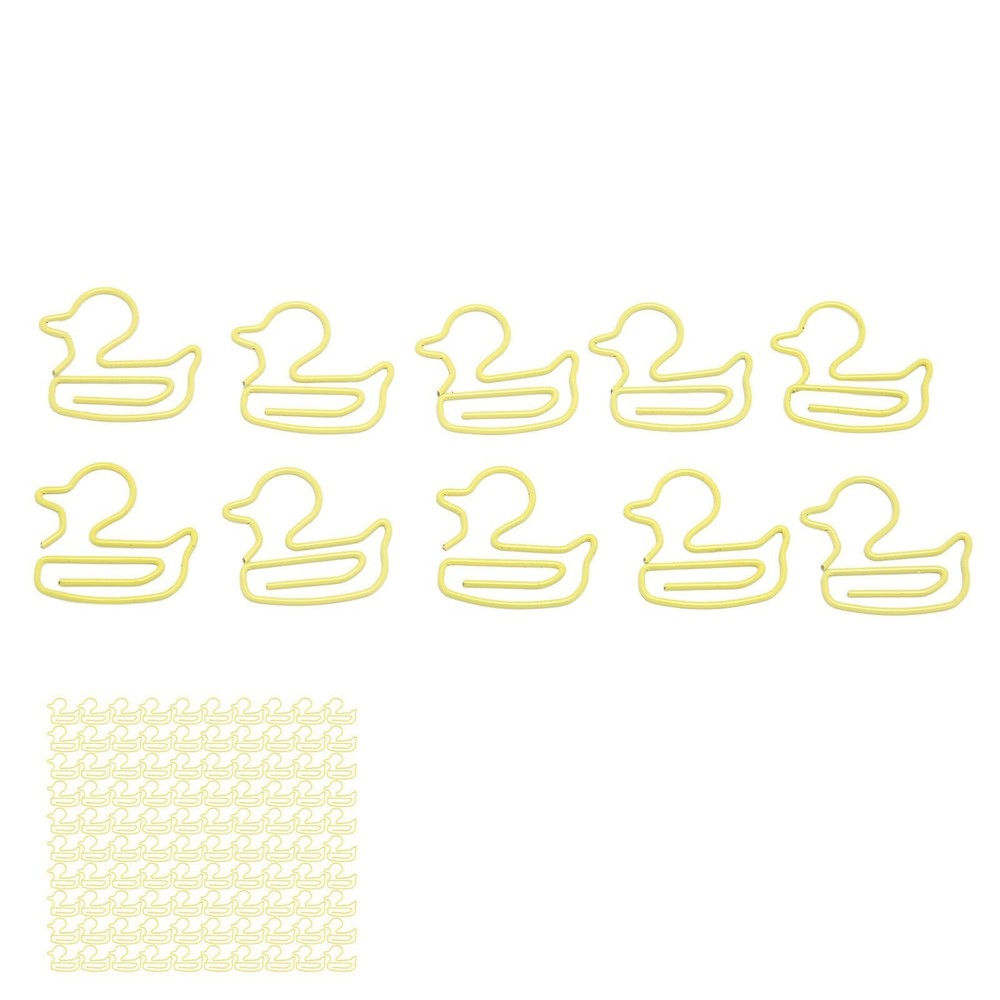 100Pcs Paper Clips Yellow Duck Shape Lightweight Portable Electroplating Process