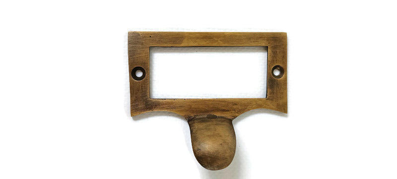 solid brass Small card frame holder Square pull finger Solid Brass 6 cm Knob