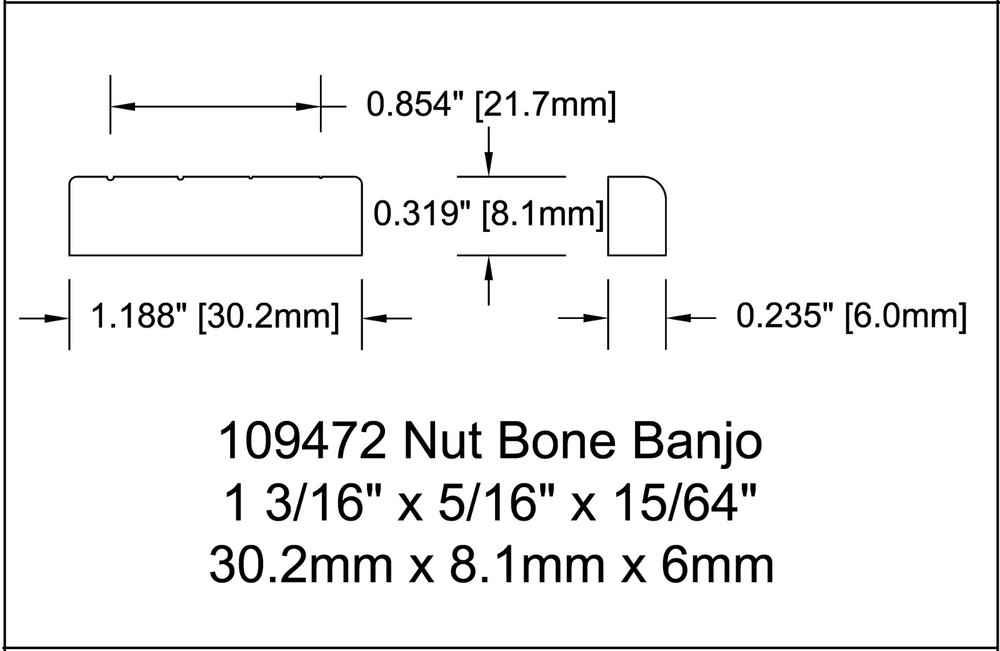 Nut Bone Banjo 4 String 30.2mm x 6mm x 8mm