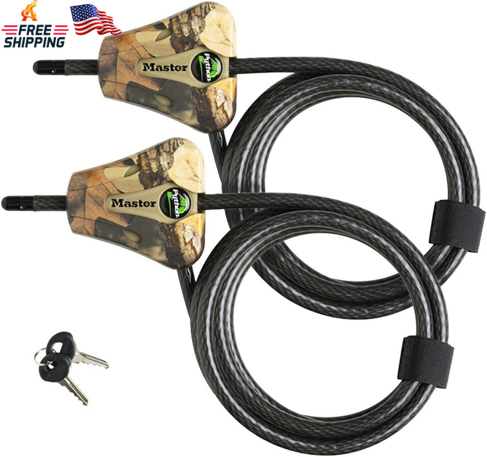 Master Lock Python Trail Camera Adjustable Camouflage Cable Locks W/4 Keys, 8418