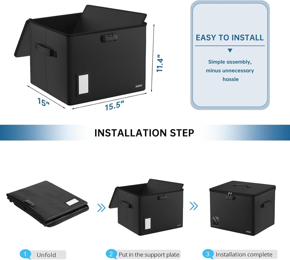 Comic Book Storage - Fireproof & Water-Resistant Stackable Box with Zipper Mesh