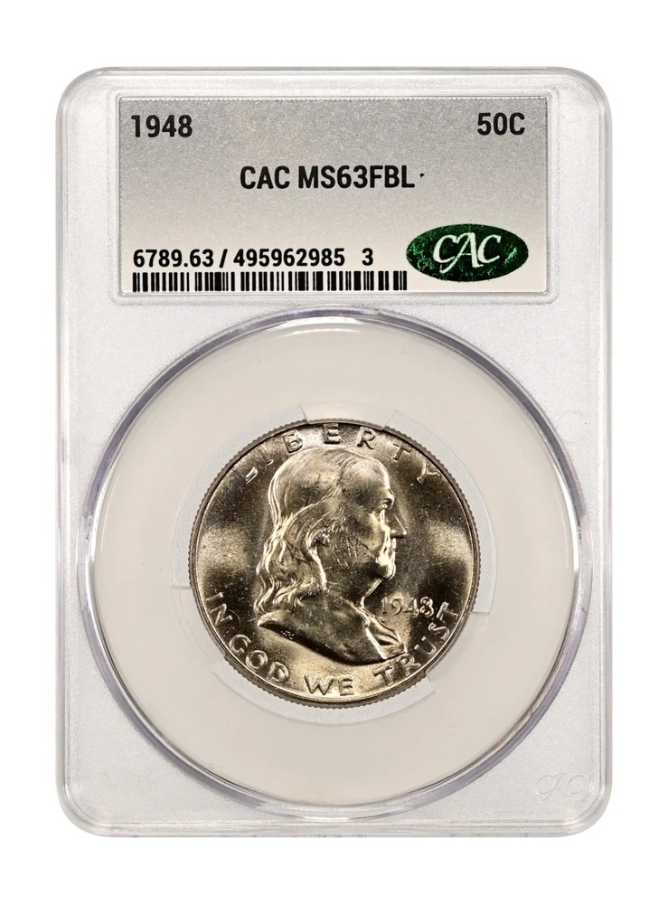 1948 CACG MS63FBL Franklin Silver Half