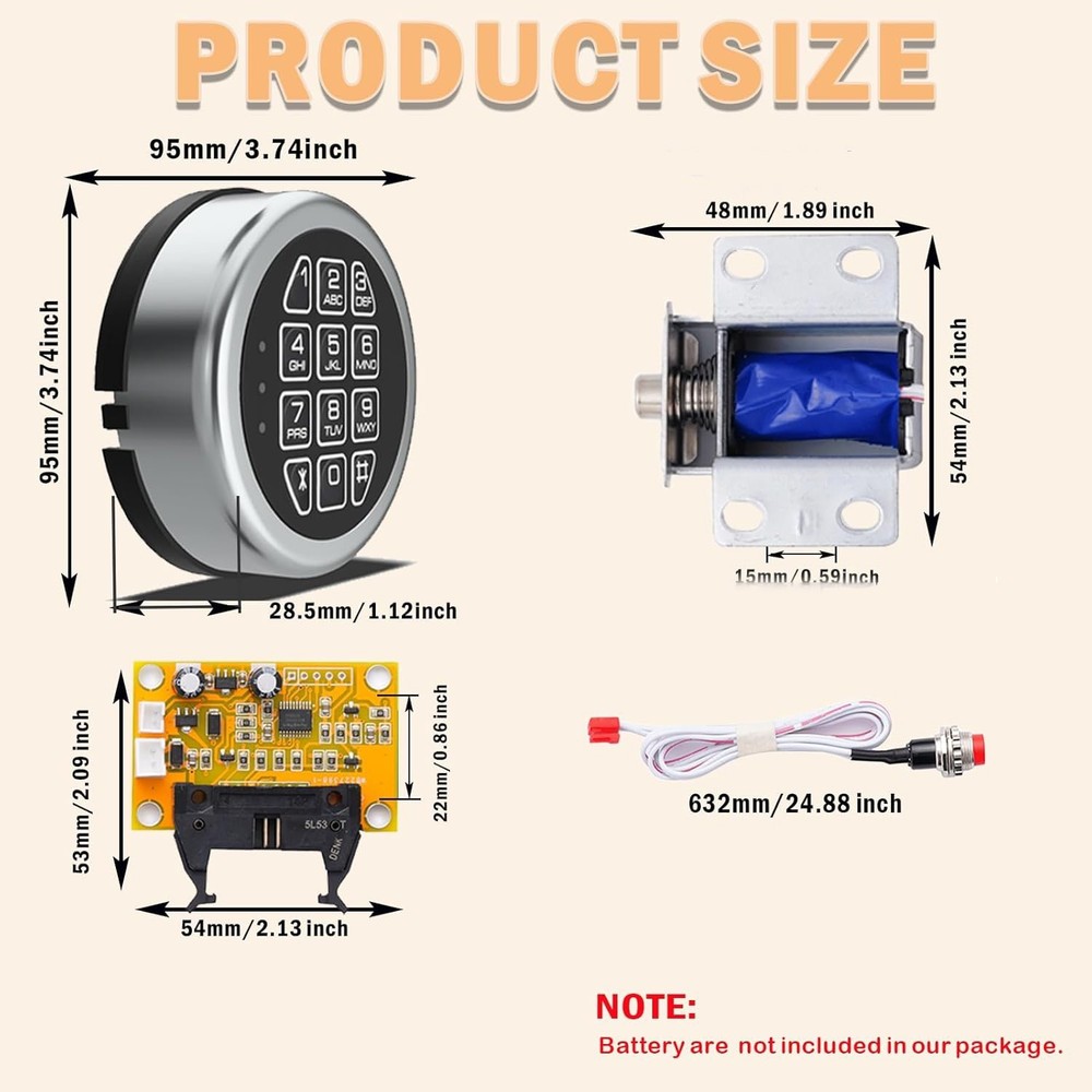 Gun Safe Replacement Lock Chrome Digital Keypad Electronic Solenoid Safe Lock