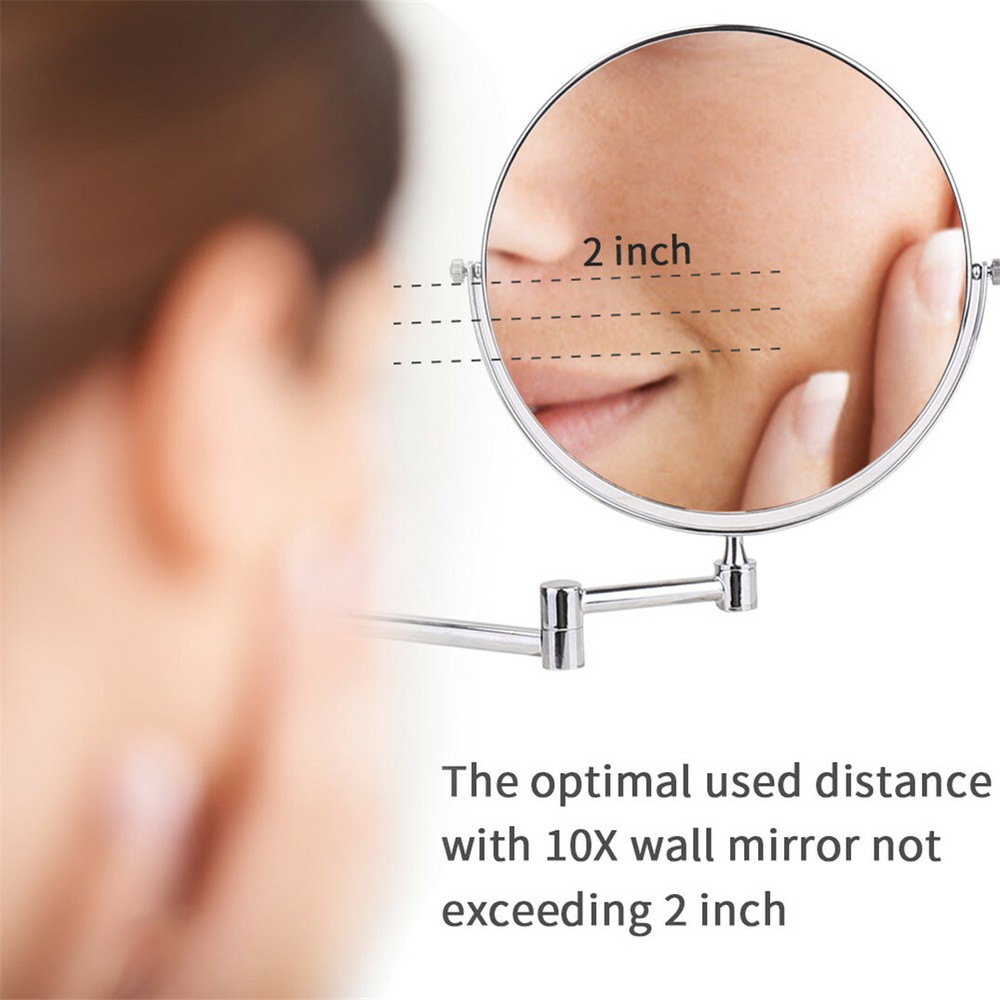 10x Magnifying Wall Mounted Makeup Bathroom Mirror Adjustable Height Double-Side