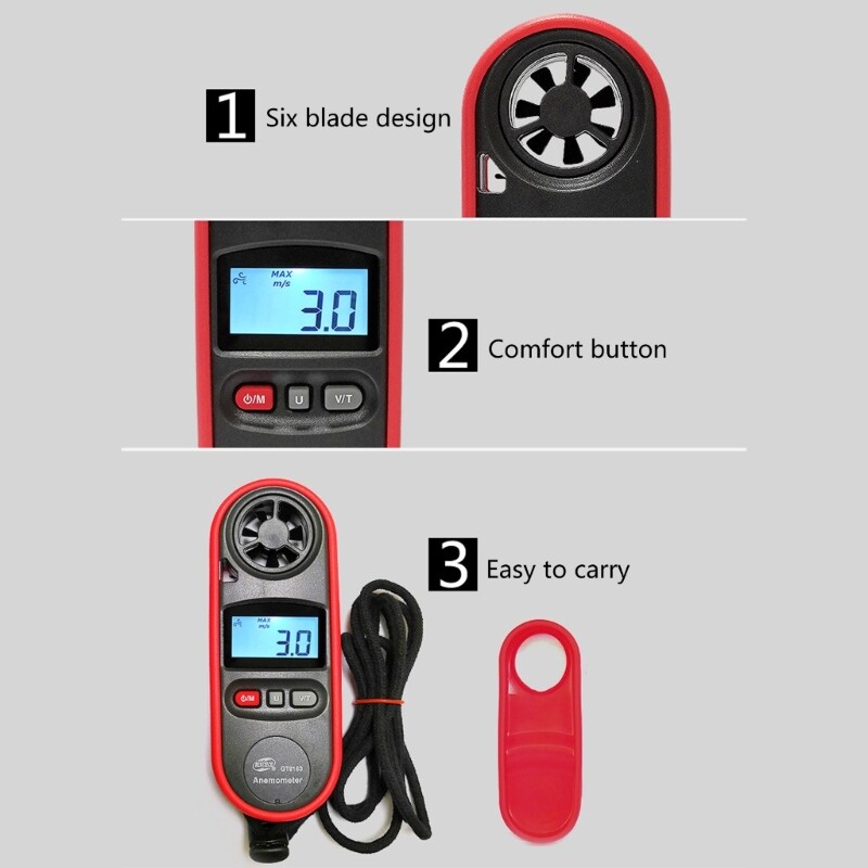 Efficient Anemometer Speed Meter for Measuring Wind Speed Temperature Accurately