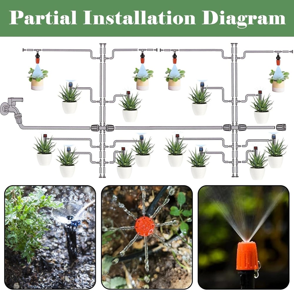 Eco-Friendly 240FT Drip Irrigation System - Adjustable Setup for All Gardens