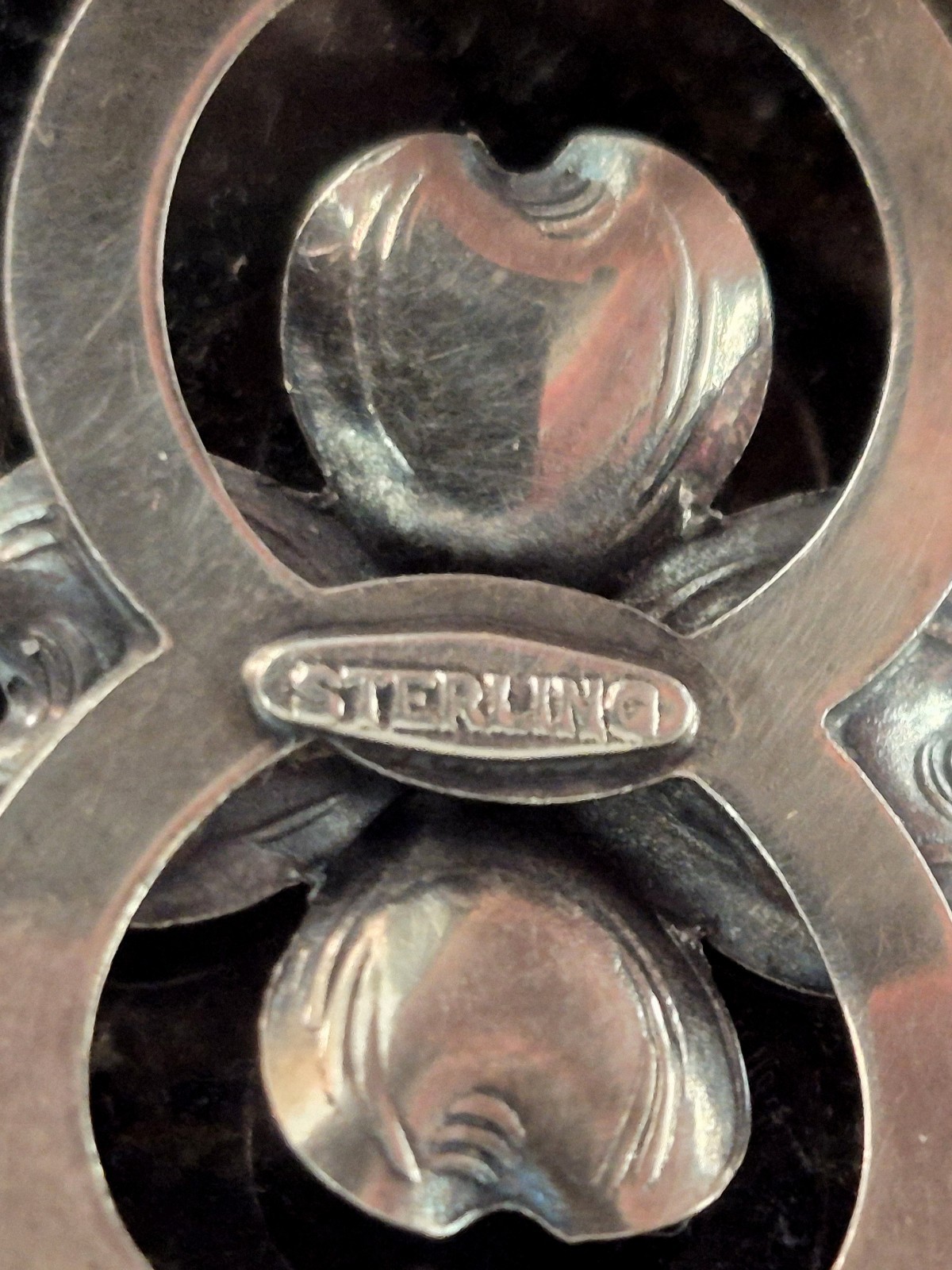 Vintage Estate Sterling Dogwood Panel Bracelet