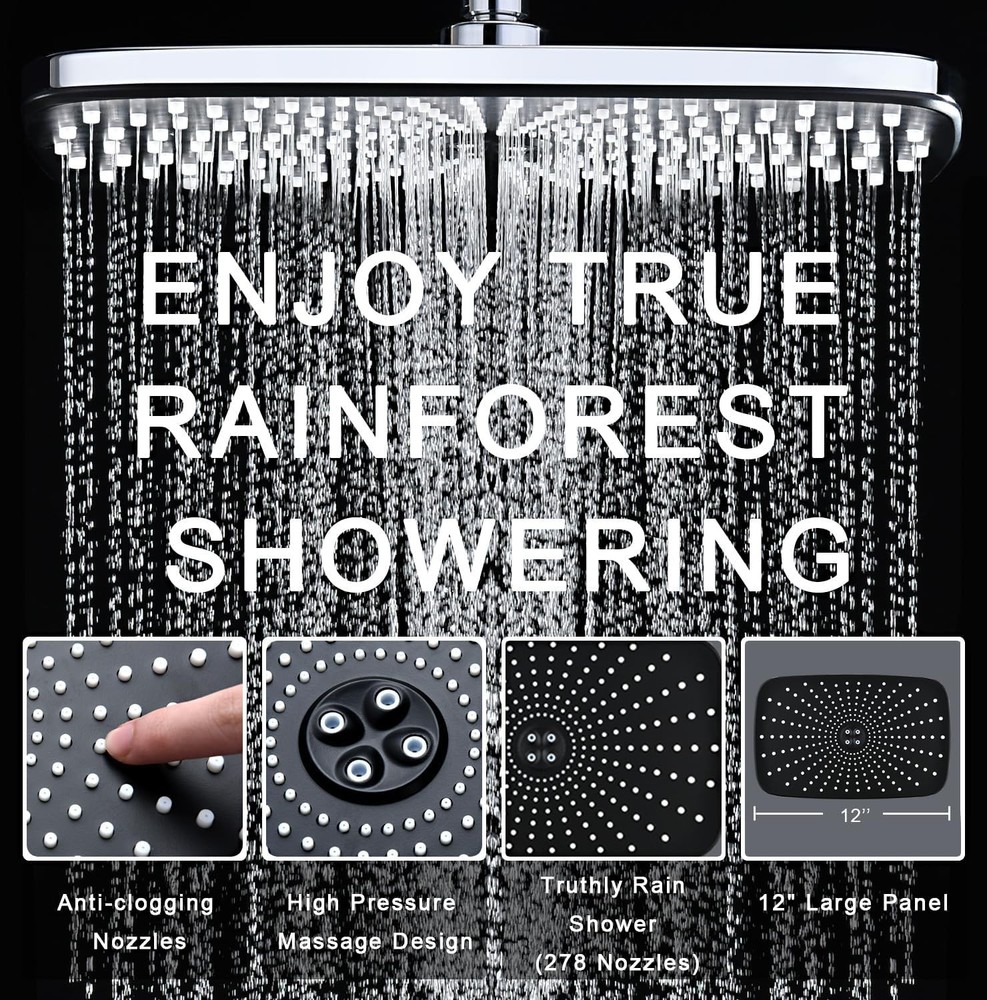 High Pressure Shower Head Set: Handheld Spray, Fixed Head