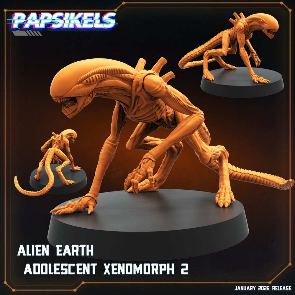 Papsikels Alien Earth Adolescent Xenomorph Pack-Sci-Fi Alien Creature Miniatues