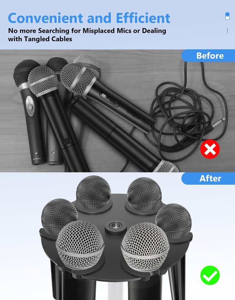 Multi Microphone Holder (Aluminum) Multi-Mic Holder for Handheld Dynamic, Wir...