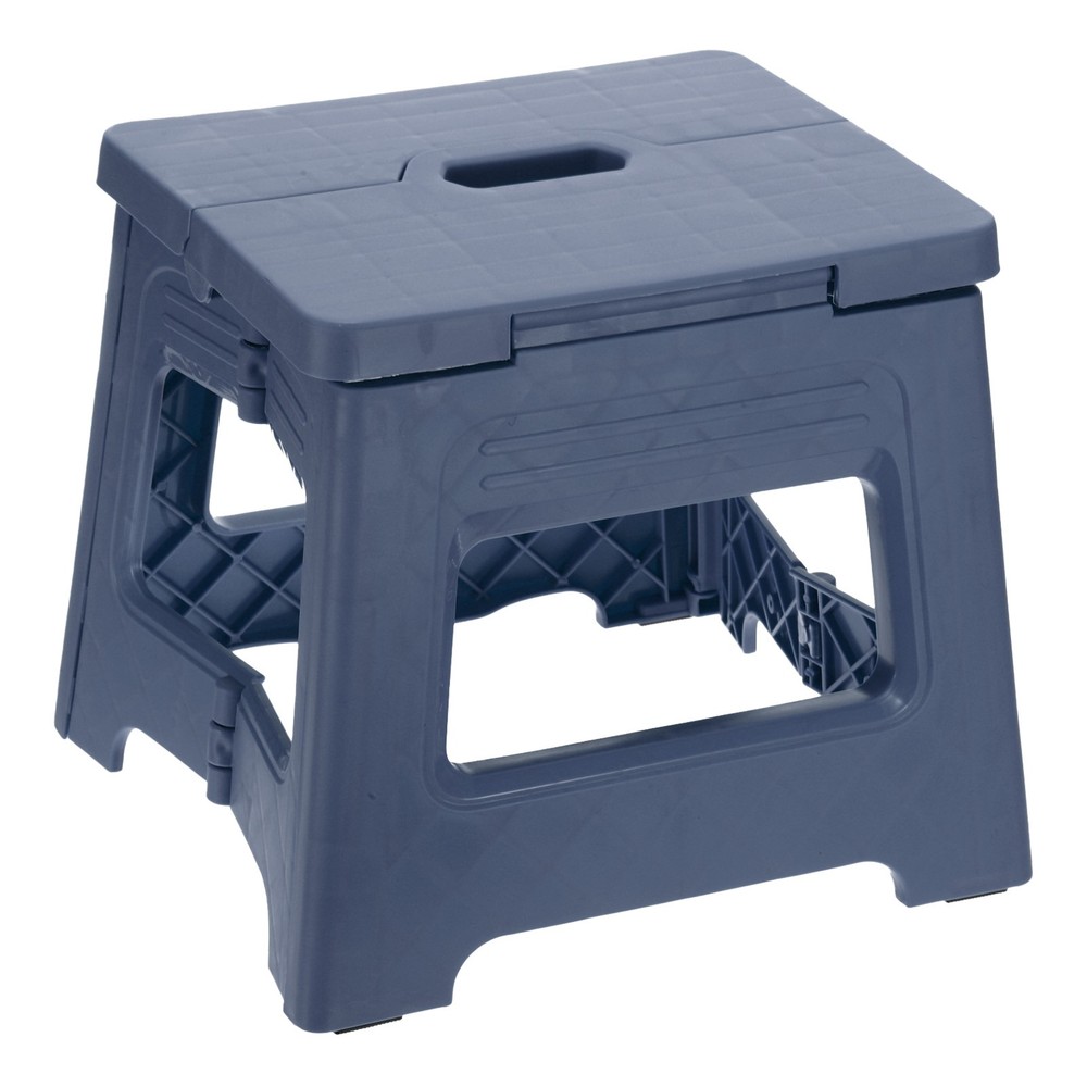 8" Folding Step Stool for Adults 88 lbs Capacity Blue
