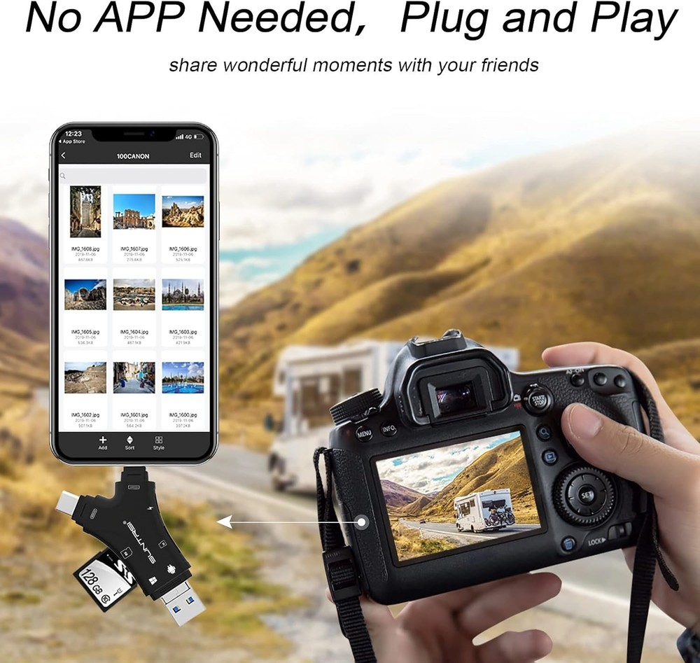 SD Card Reader for iPhone/ipad/Android/Mac/Computer/Camera,4 in1 Micro SD Car...