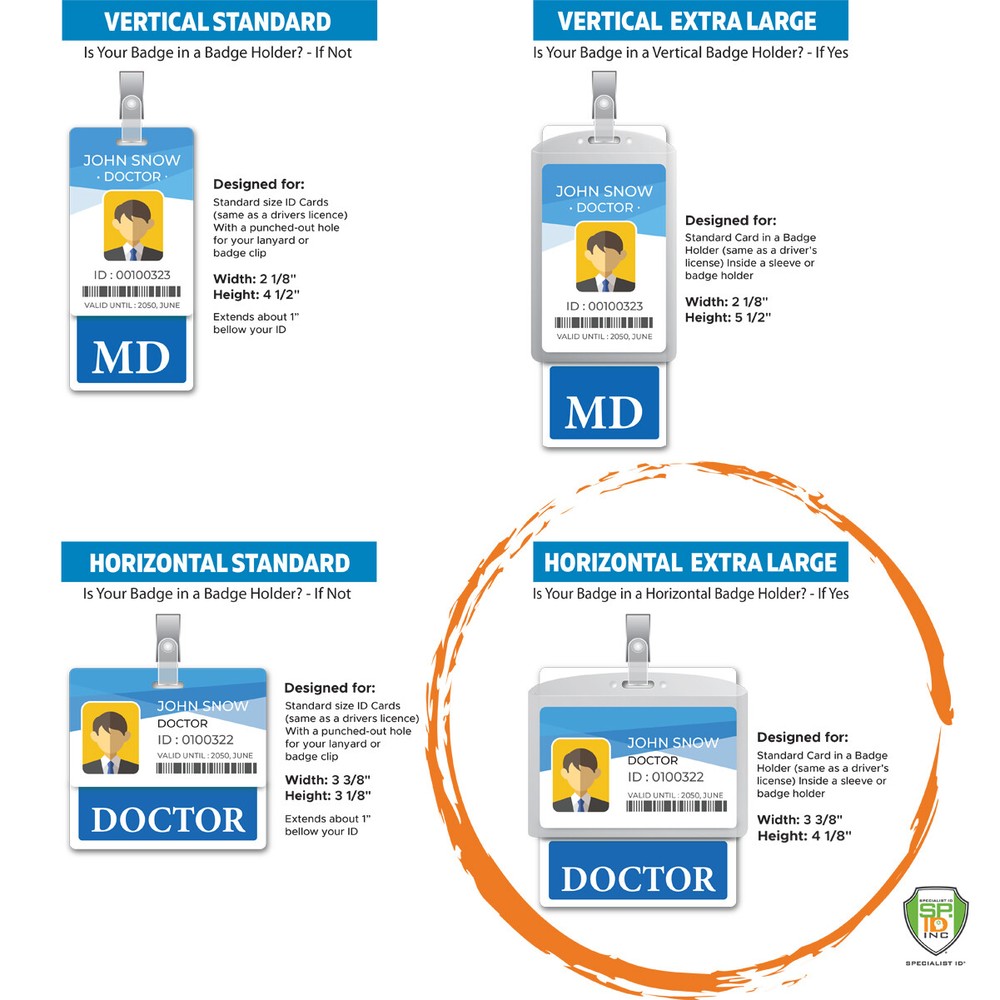 RN Badge Buddy Oversized Horizontal Extra Long ID Backer for Registered Nurses