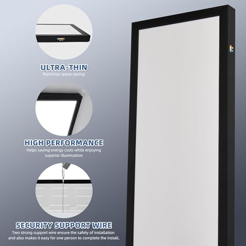 1x4 FT LED Flat Panel Selectable CCT Flush Mount 1x4 FT 4-Pack Black