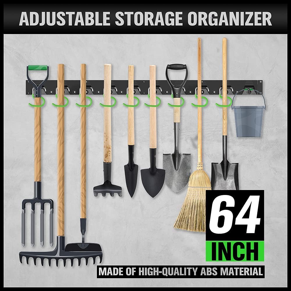 64 Adjustable Wall Mounted Tool Garage & Garden Organizer Holder Hangers Black