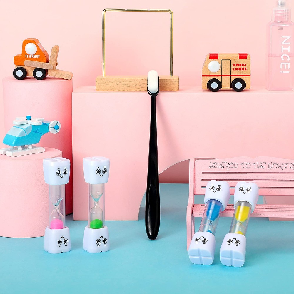 Weewooday 4 Pieces Toothbrush Timer 2 Minute Sand Timer Smile Pattern Tooth B...