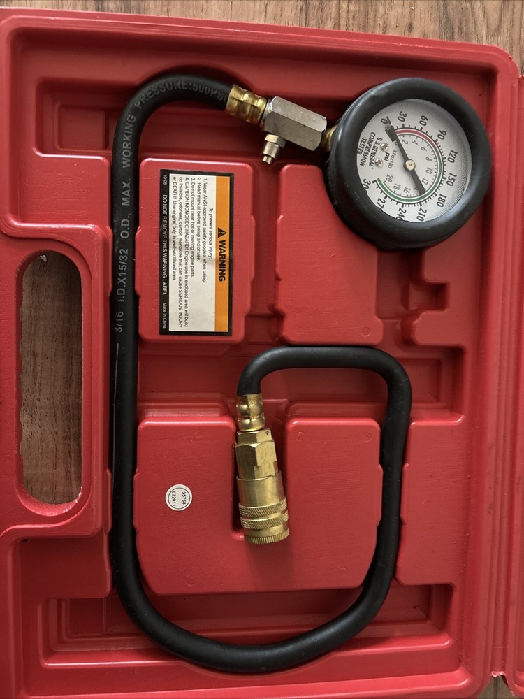 US General 95187 Universal Quick/Disconnect Compression Gauge Set Tester + Extra
