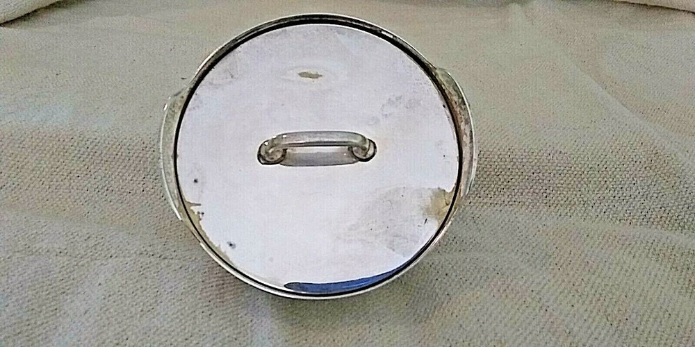 Vintage Silver Plated container India silver plated container 3''h x 4.5''dia