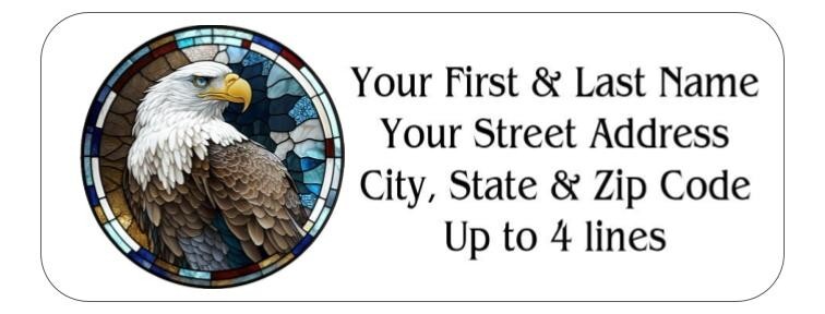150 Bald Eagle Stained glass style 3 Mailing Return Address Labels