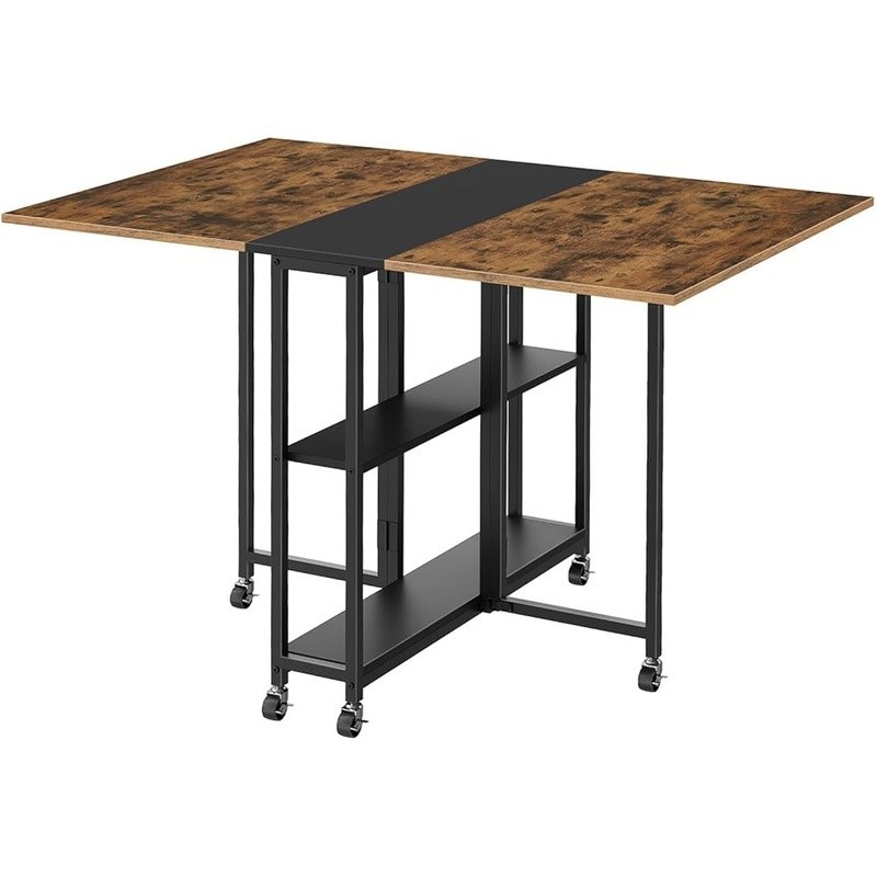 Foldable Dining Table W/ Wheels Space Saving Office Desk Multifunctional New