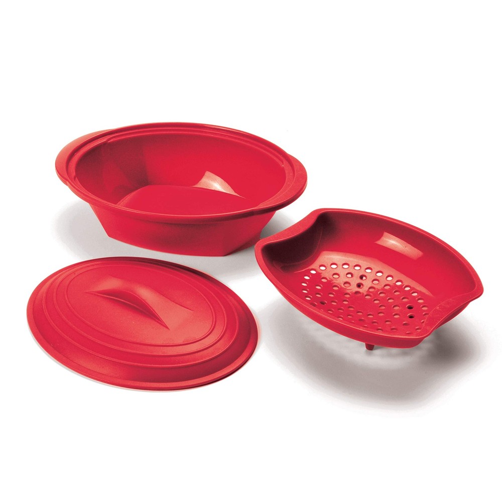 Red Silicone Steamer with Insert 32 oz
