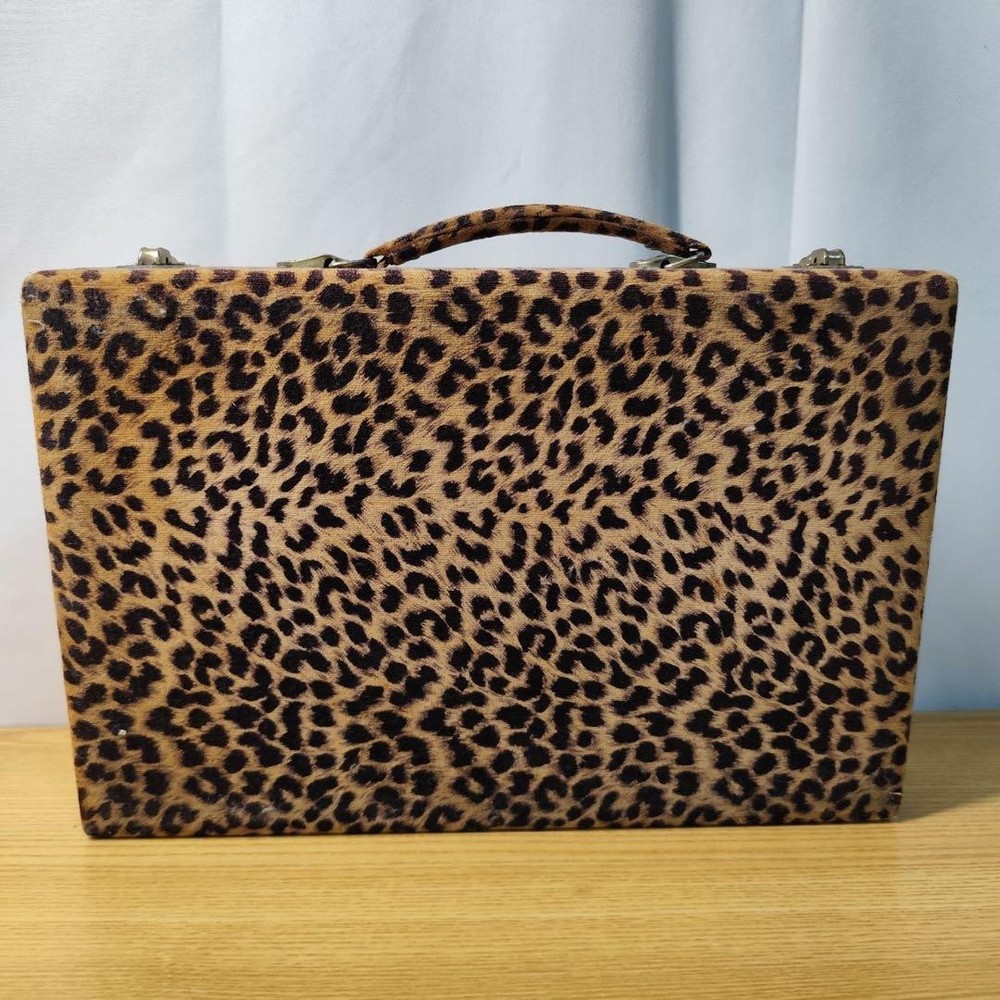 Mahjong tile set in leopard print case
