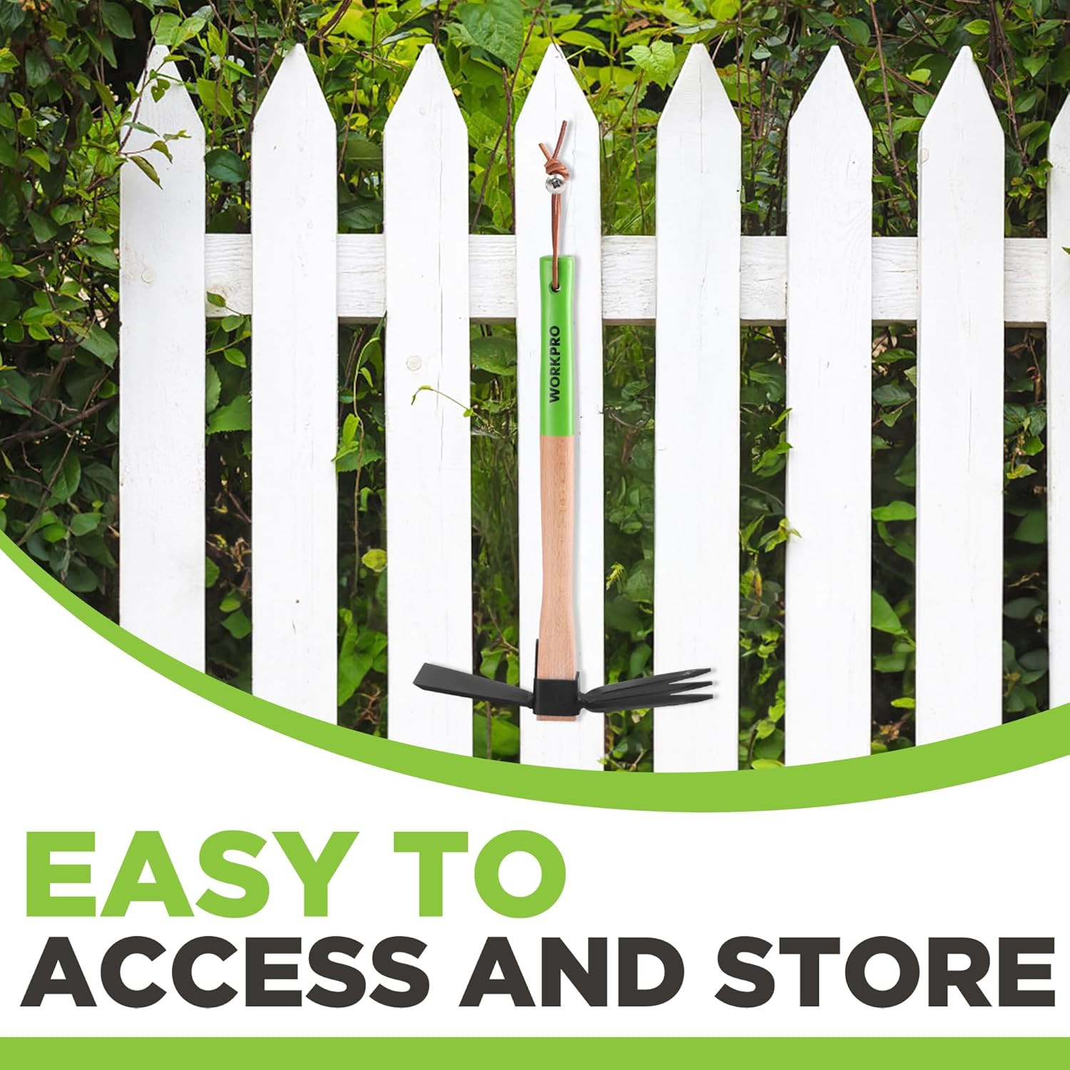 Hoe and Cultivator Garden Rake with 14" Wooden Handle, Sharp Hoe Blade & Sturdy