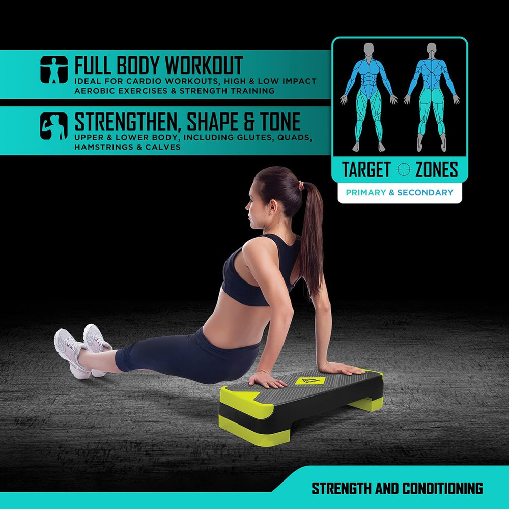 Aerobic Step Platform with Non-Slip Textured Surface -2-Level Adjustable Stepper