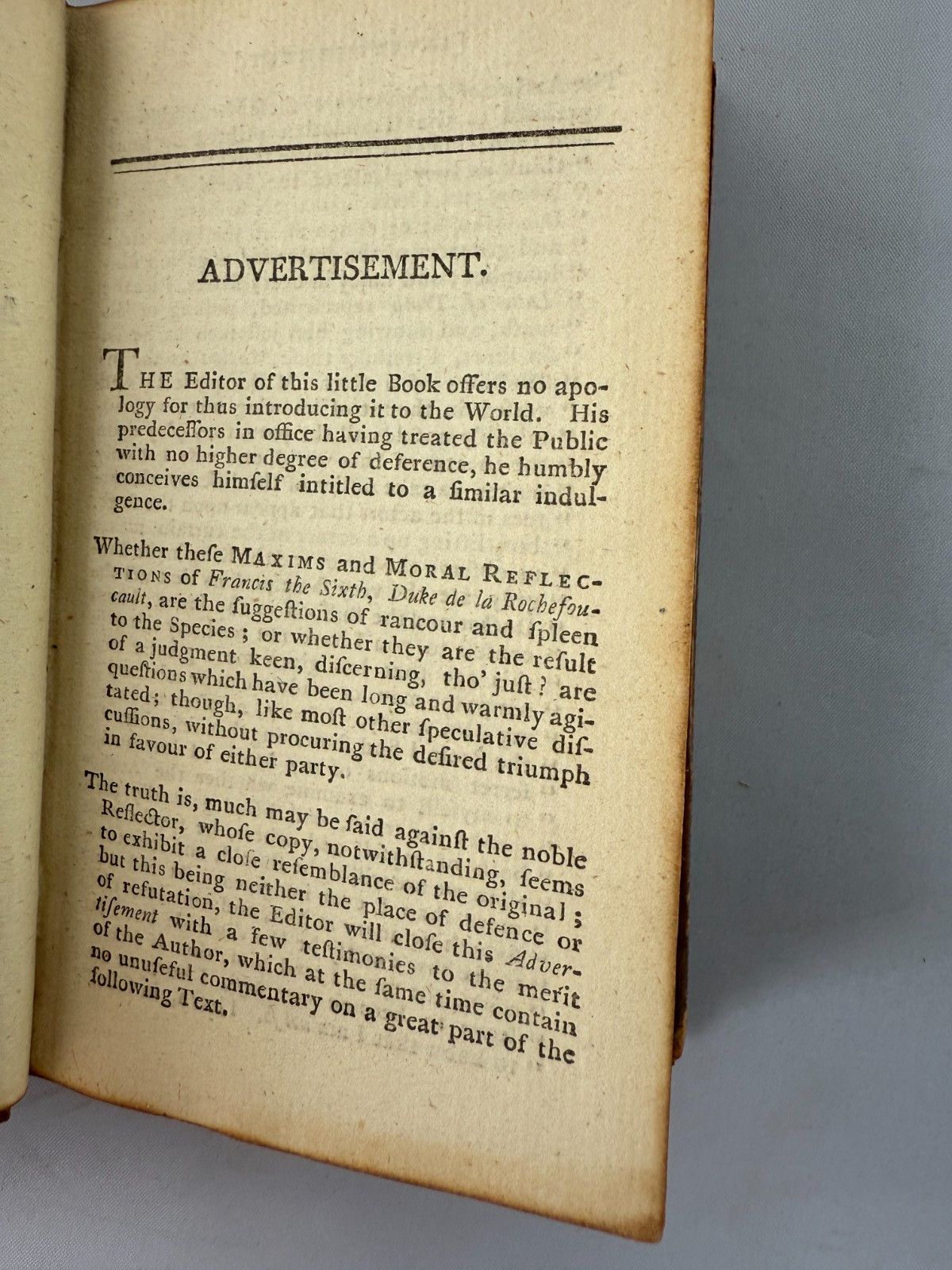 1775 MAXIMS AND MORAL REFLECTIONS BY ROCHEFOUCAULT