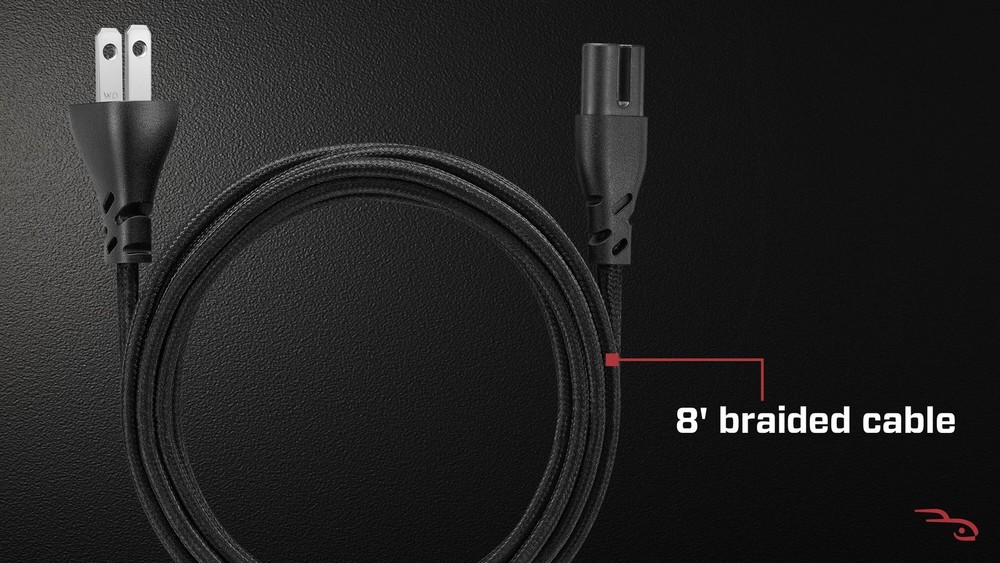 Rocketfish- 8 ft. Non-Polarized Braided Power Cord - Black