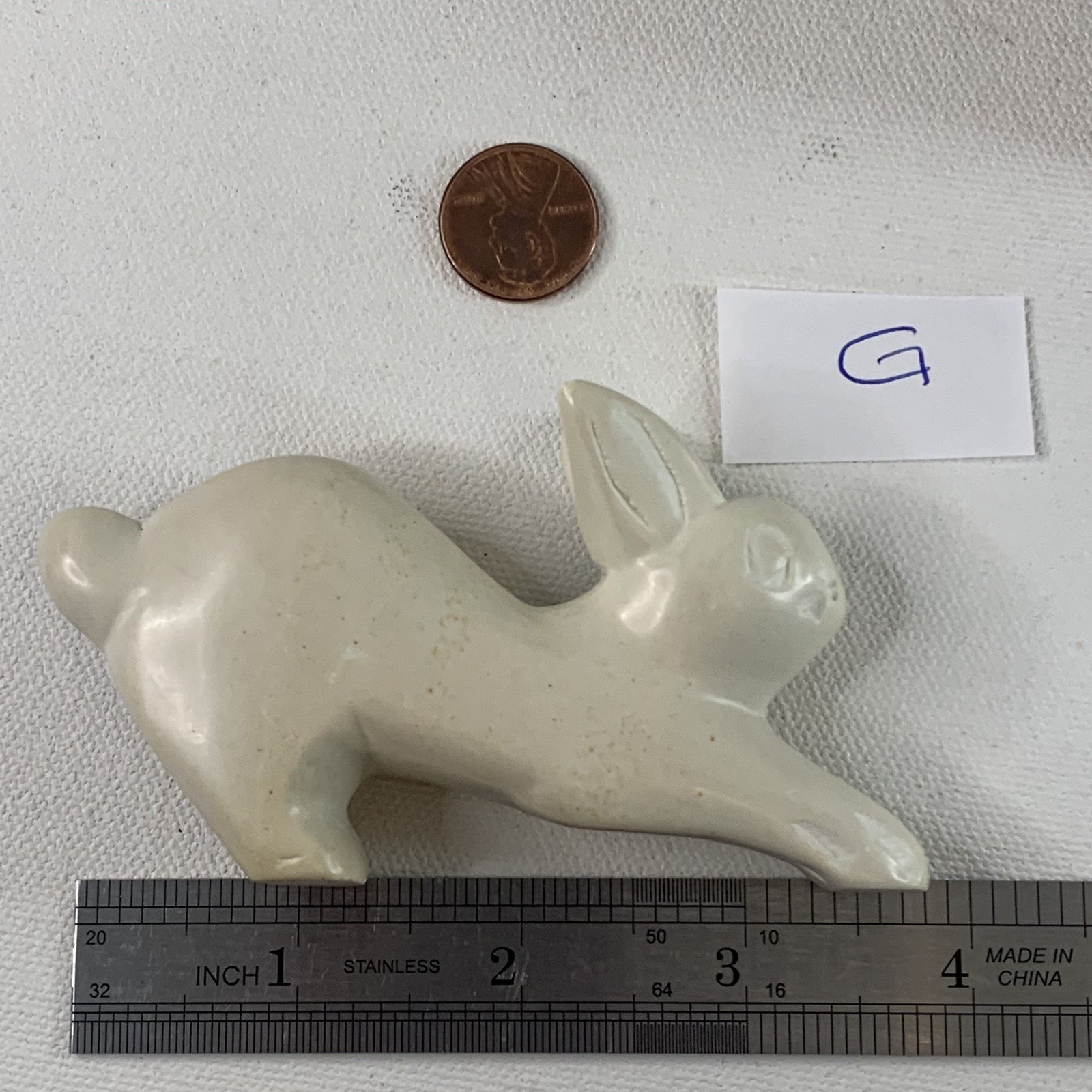 Large Soapstone Carved Rabbit Figurine Stone Bunny Carving Animal Figure 4.2”