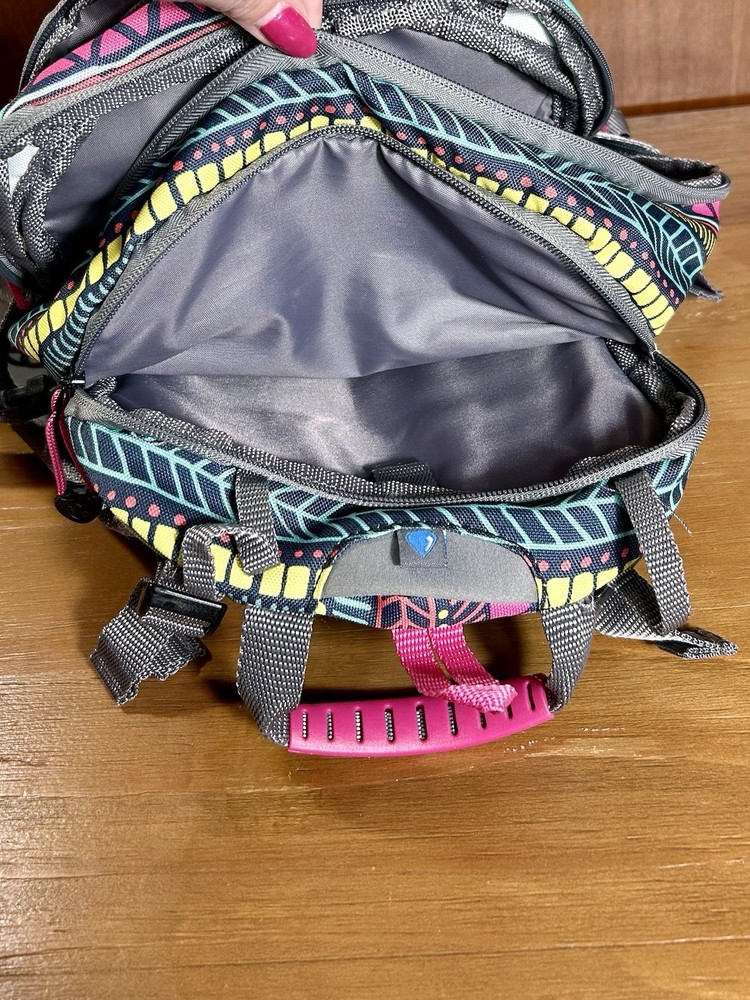 Coleman Hydration Backpack Multi Pocket Adjustable Straps Aqua And Gray